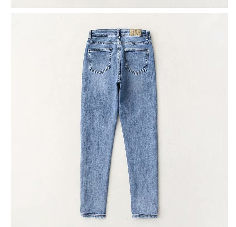 Fashion Denim Blue Ripped Washed Small Jeans,One Pieces