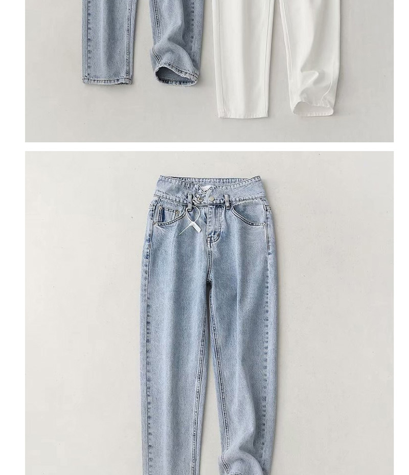Fashion Blue Washed Petals High-rise Jeans,Pants