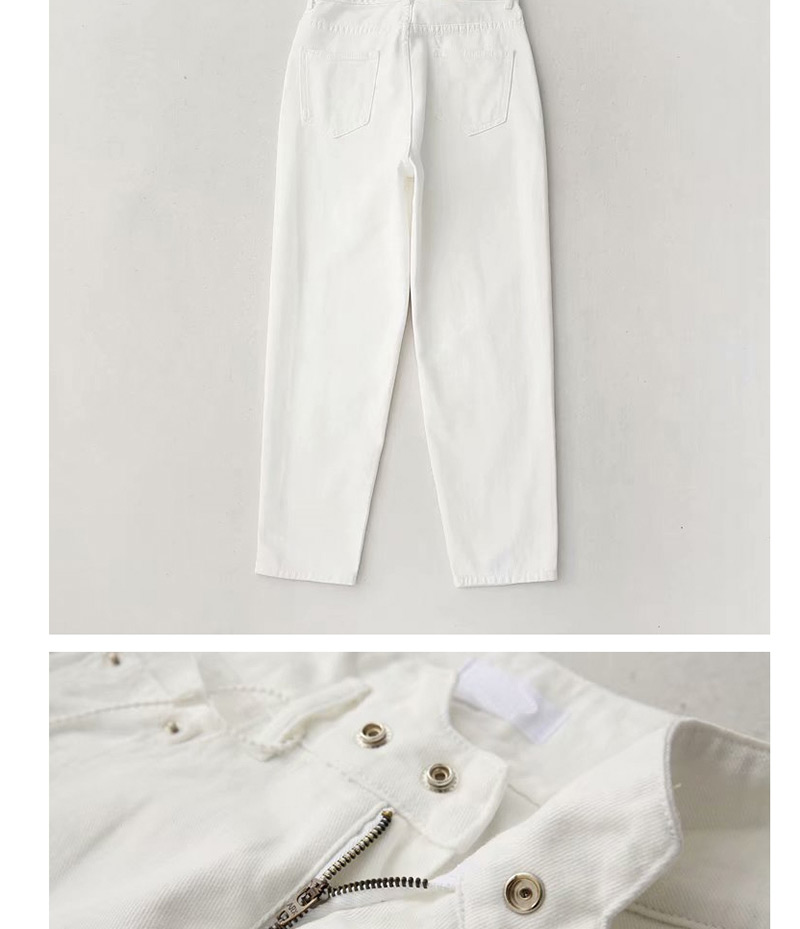 Fashion White Washed Petals High-rise Jeans,Pants