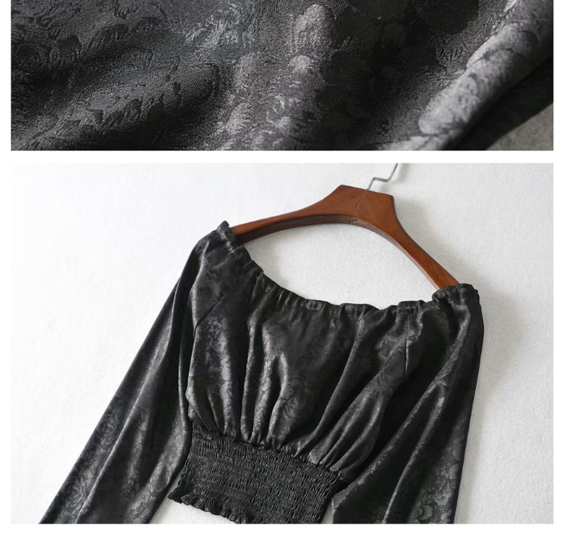 Fashion Black Jacquard Waist Pullover Tether Strap Shirt Shirt,Hair Crown