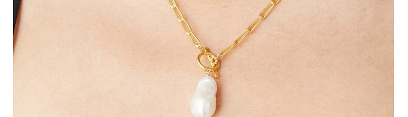 Fashion Golden Natural Shell Pearl Alloy T-button Sweater Necklace,Pendants