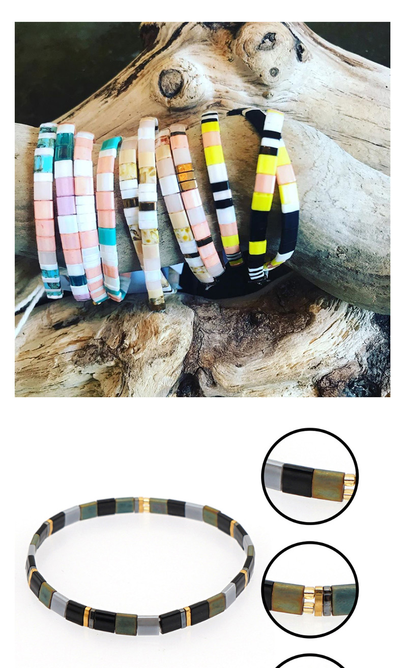 Fashion Yellow + Pink Rice Beads Woven Contrast Metal Bracelet,Beaded Bracelet