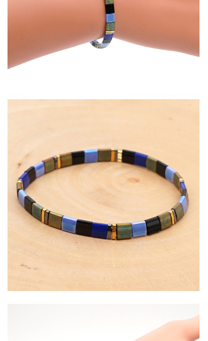 Fashion Blue Rice Beads Woven Contrast Metal Bracelet,Beaded Bracelet