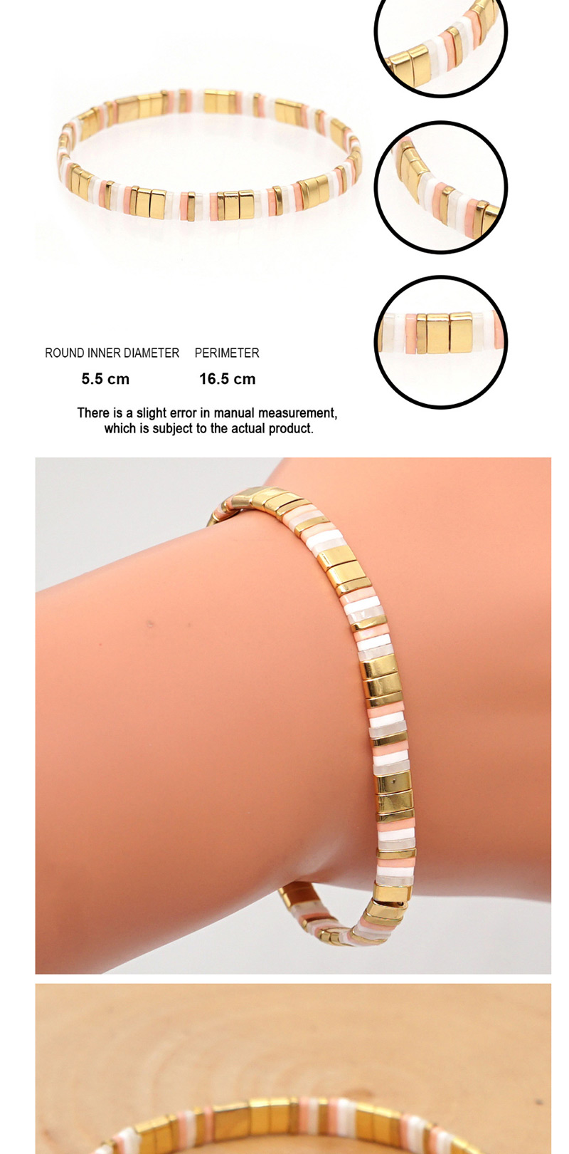 Fashion White + Gold Alloy Beaded Woven Bead Crystal Bracelet,Beaded Bracelet