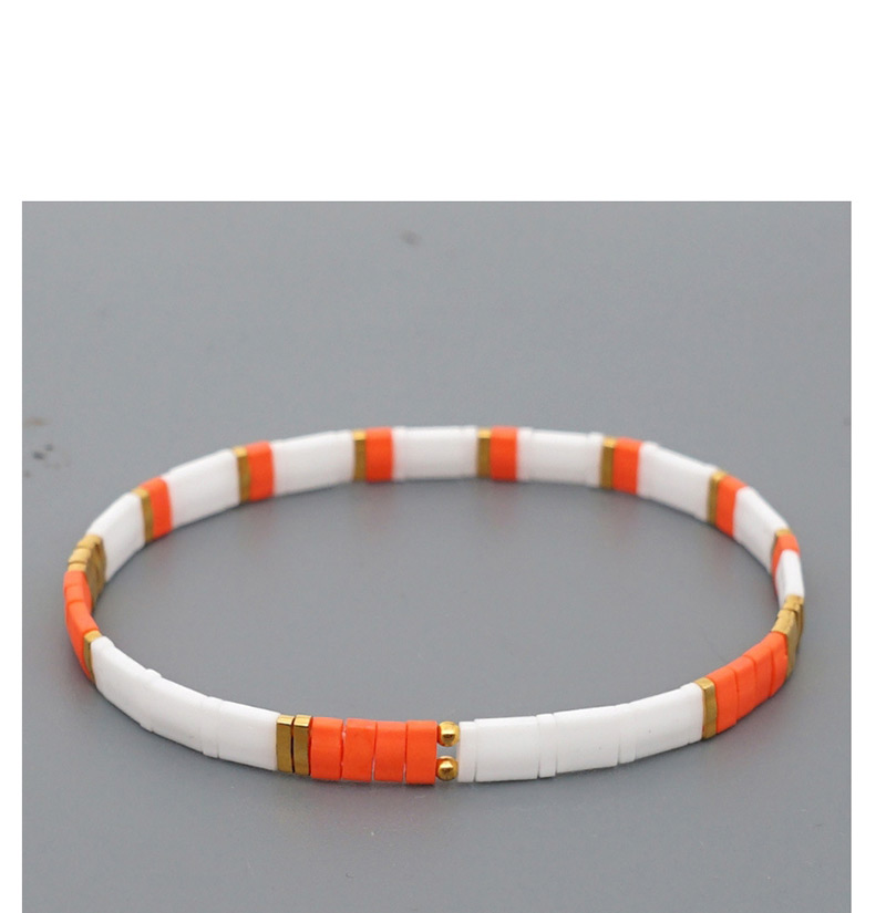 Fashion White + Orange Woven Beaded Contrast Crystal Bracelet,Fashion Bracelets