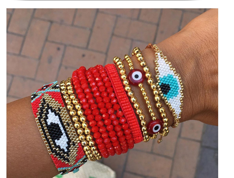 Fashion Red Hand Woven Rice Beads Eye Ball Bracelet Set,Beaded Bracelet