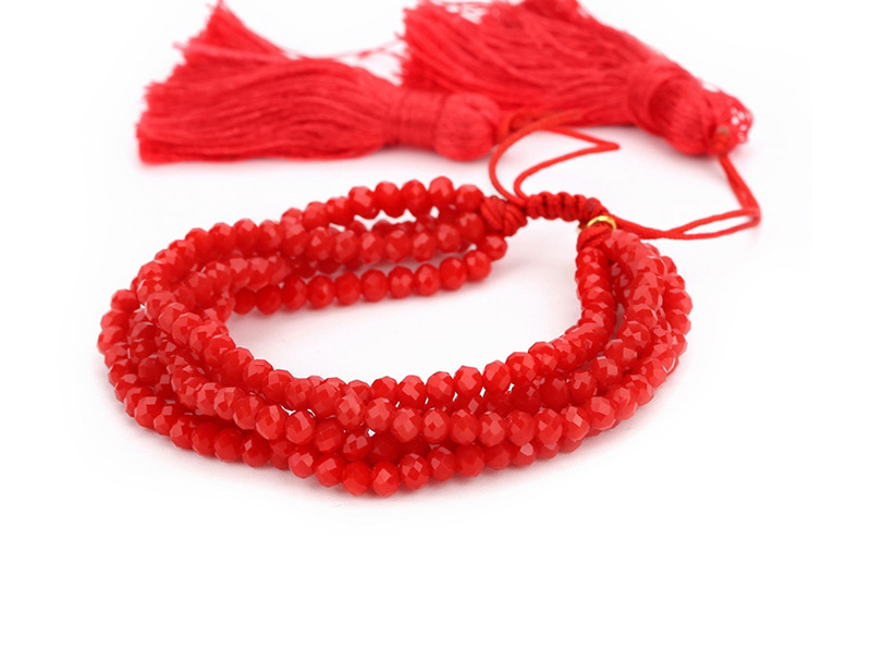 Fashion Red Hand-woven Rice Bead Eye Tassel Bracelet,Beaded Bracelet