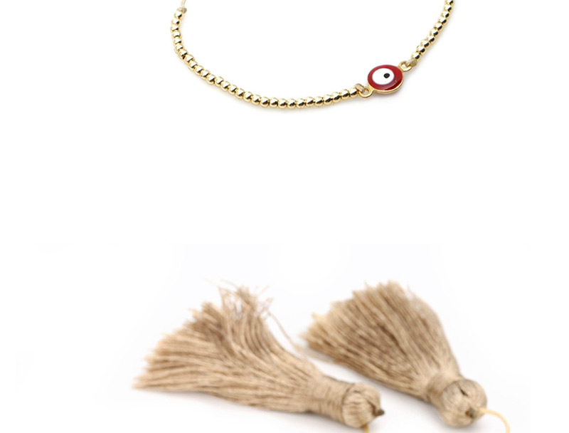 Fashion Red Hand-woven Rice Bead Eye Tassel Bracelet,Beaded Bracelet