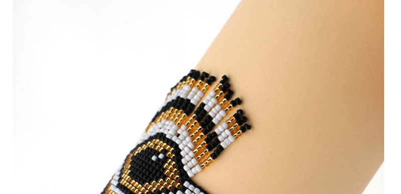 Fashion Black And White Rice Beads Woven Contrast Eye Tassel Bracelet,Beaded Bracelet