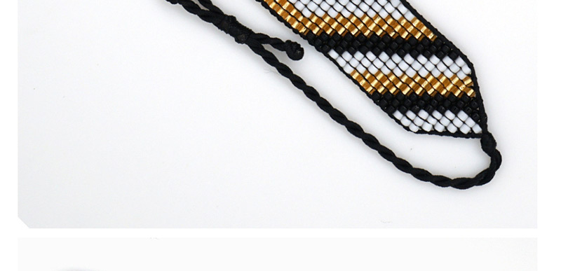 Fashion Black And White Rice Beads Woven Contrast Eye Tassel Bracelet,Beaded Bracelet