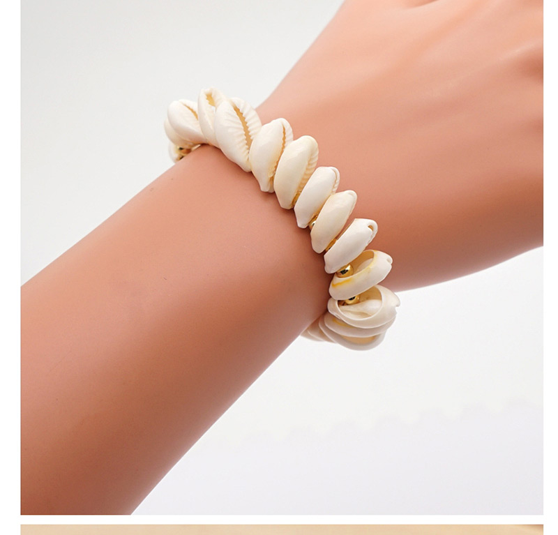 Fashion White Hand-woven Gold Bead Natural Shell Bracelet,Fashion Bracelets