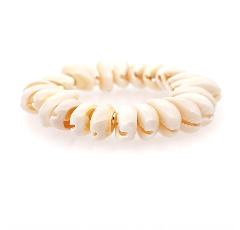 Fashion White Hand-woven Gold Bead Natural Shell Bracelet,Fashion Bracelets