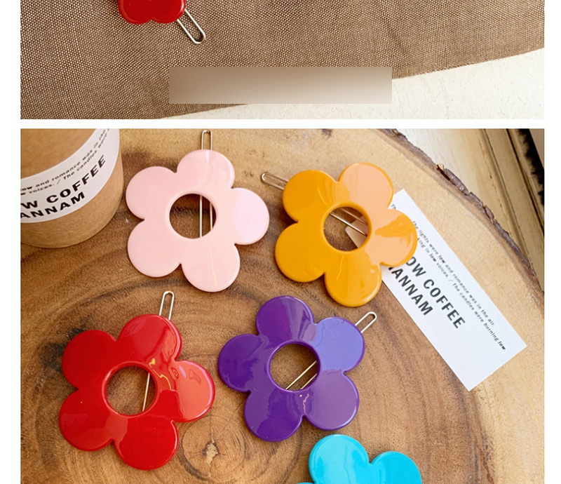 Fashion Floret-red Resin Multiple Flower Geometry Hollow Hair Clip,Hairpins