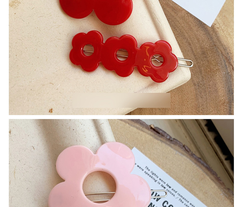 Fashion Big Flower-red Resin Flower Geometry Hollow Hair Clip,Hairpins