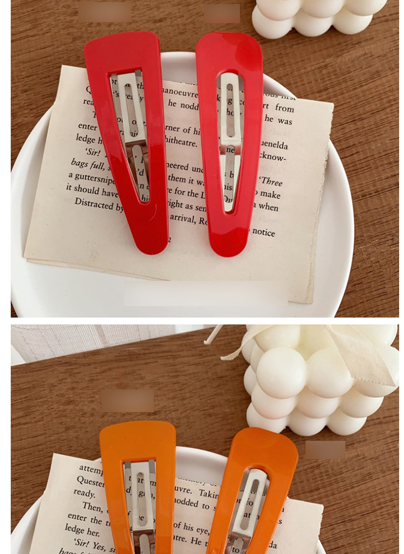Fashion Water Drop-positive Red Alloy Resin Geometric Drop Shaped Hollow Hair Clip,Hairpins