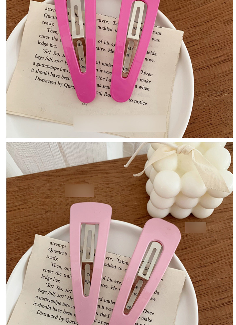 Fashion Triangle-pink Alloy Resin Geometric Triangle Hollow Hairpin,Hairpins
