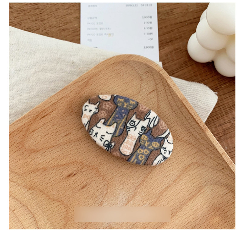 Fashion Cat-navy Kitten Printed Oval Edge Clip,Hairpins