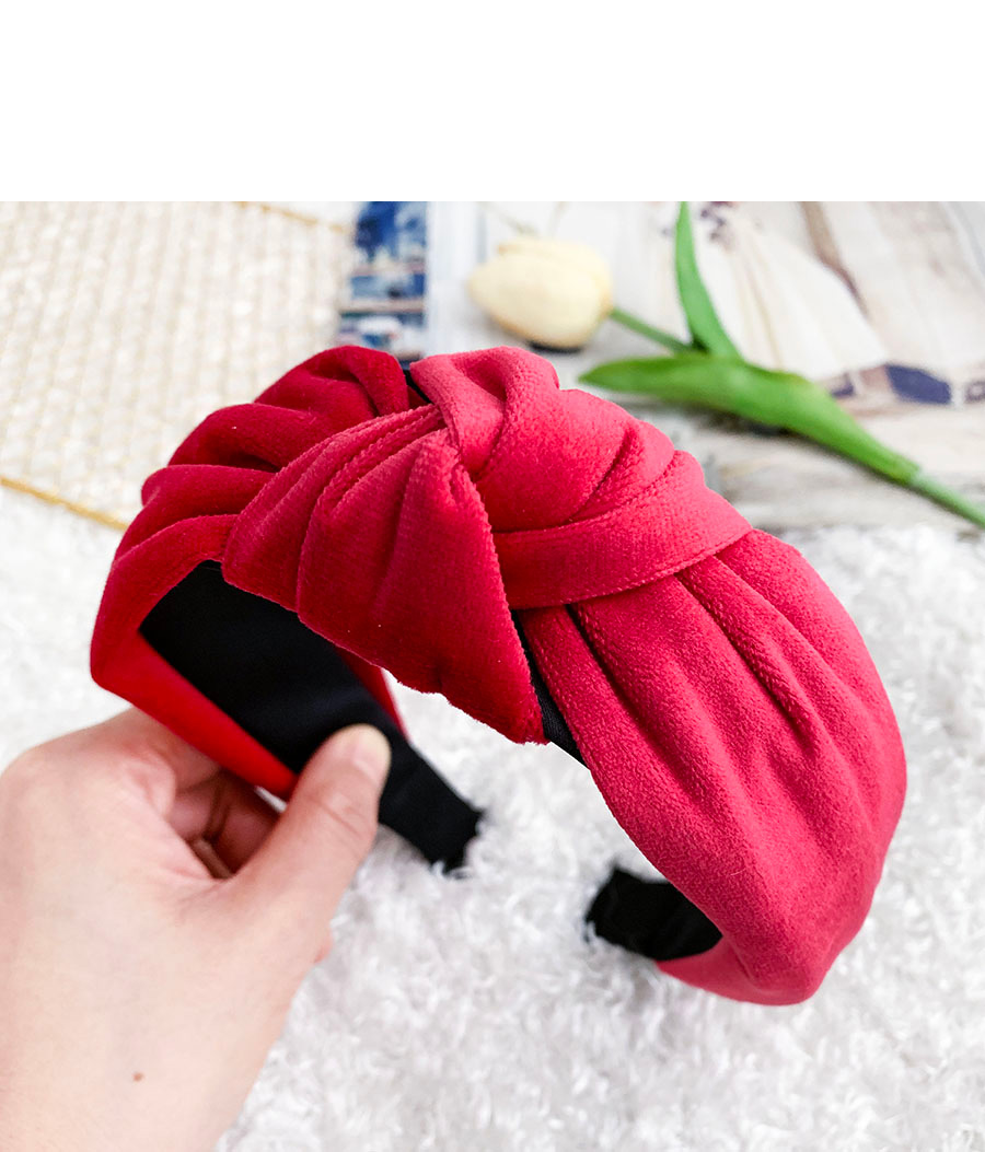 Fashion Red Velvet Resin Knotted Headband,Head Band