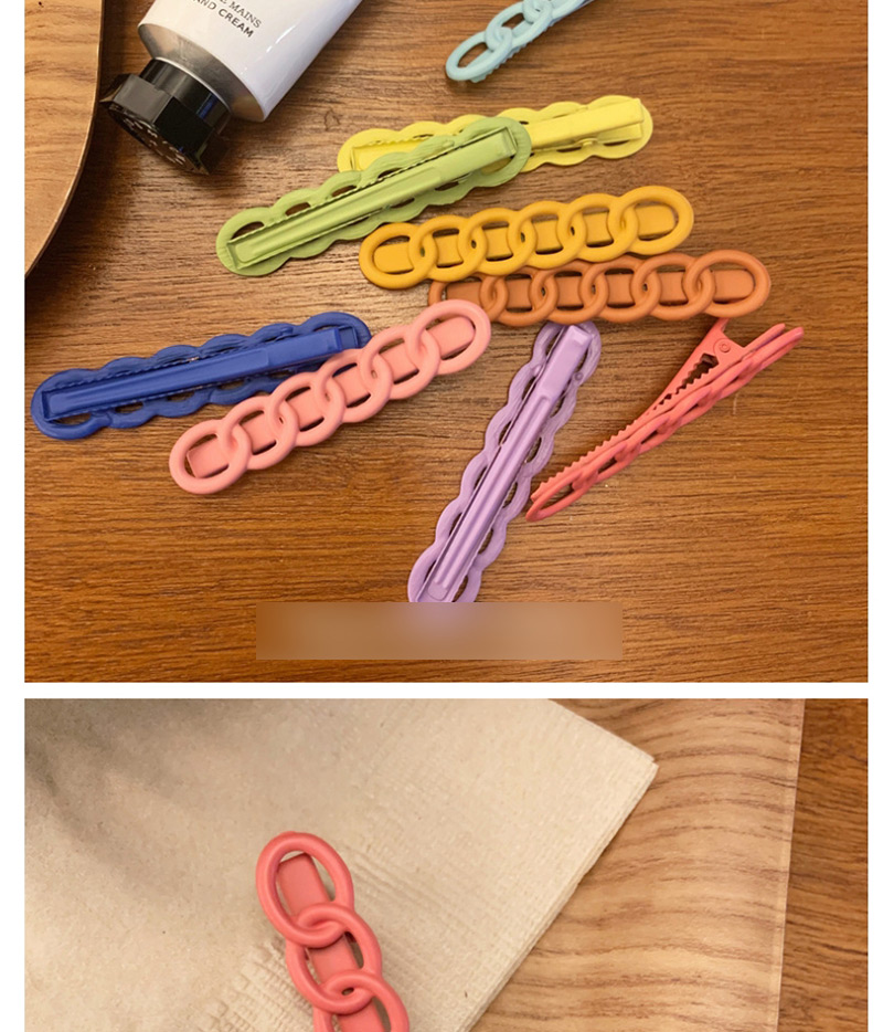 Fashion Deep Pink Hollow Chain Solid Color Hair Clip,Hairpins