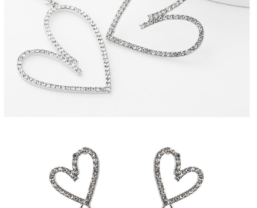 Fashion Silver Multi-layered Open-heart Love Diamond Earrings,Drop Earrings