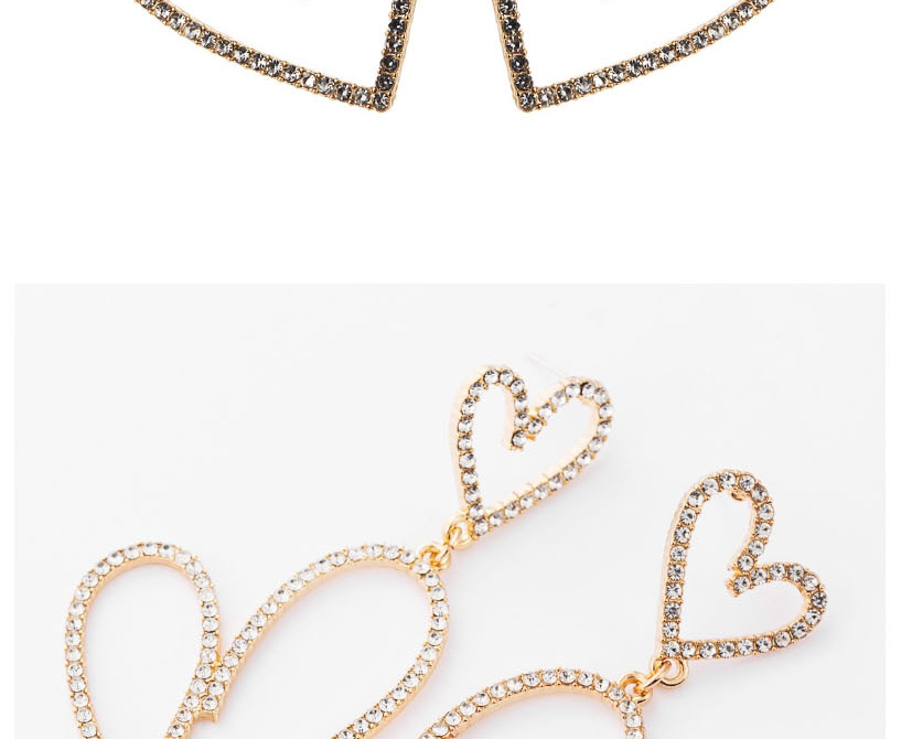 Fashion Golden Multi-layered Open-heart Love Diamond Earrings,Drop Earrings