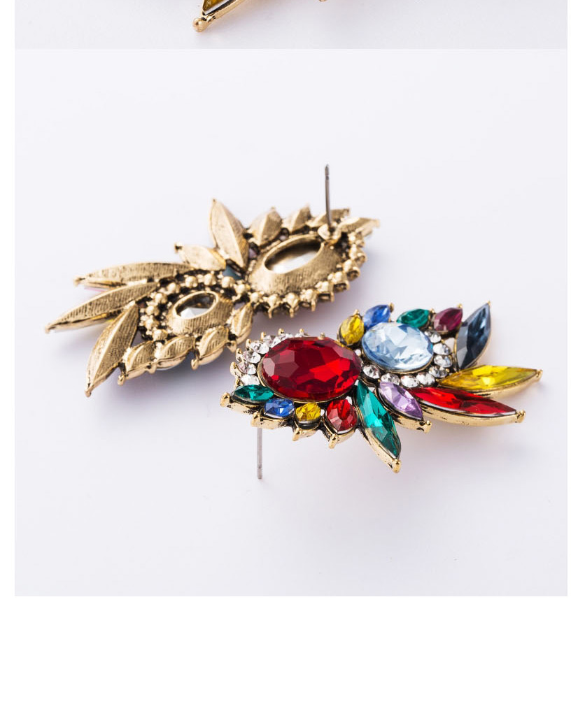 Fashion Color Alloy Studded Glass Diamond Stud Earrings,Stud Earrings