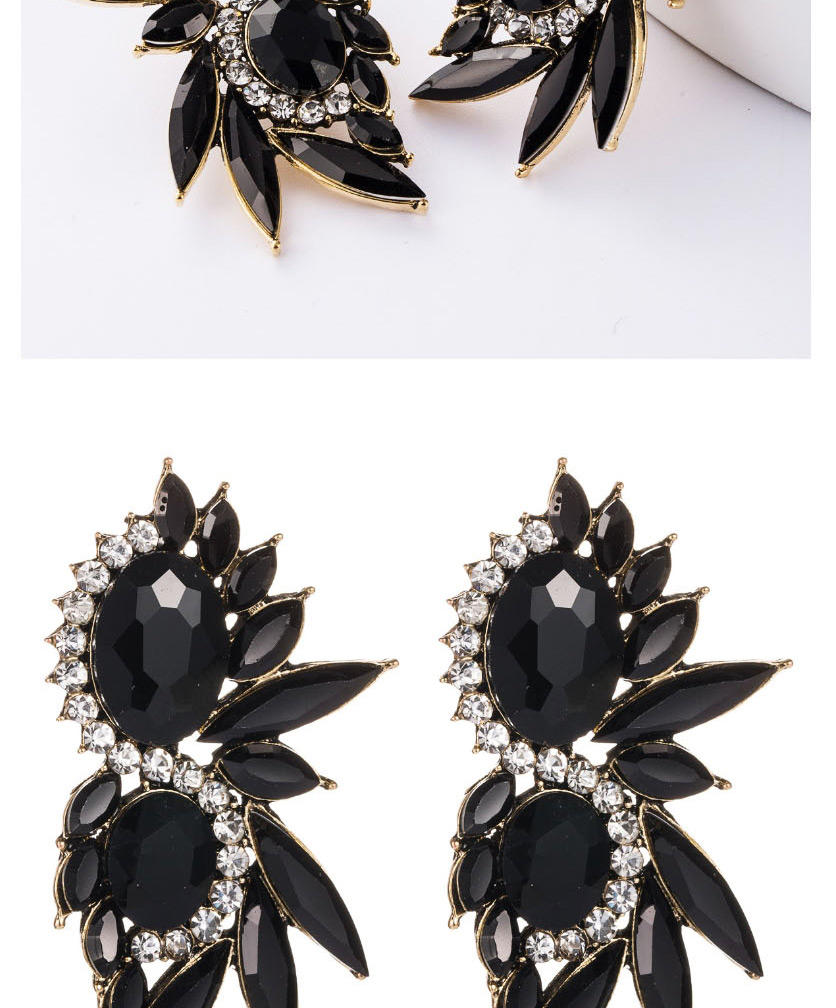 Fashion Black Alloy Studded Glass Diamond Stud Earrings,Stud Earrings