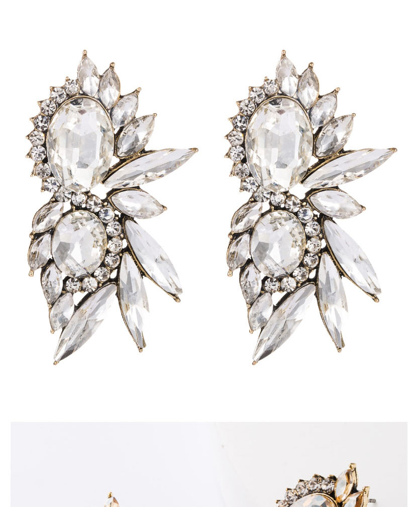 Fashion Color Alloy Studded Glass Diamond Stud Earrings,Stud Earrings