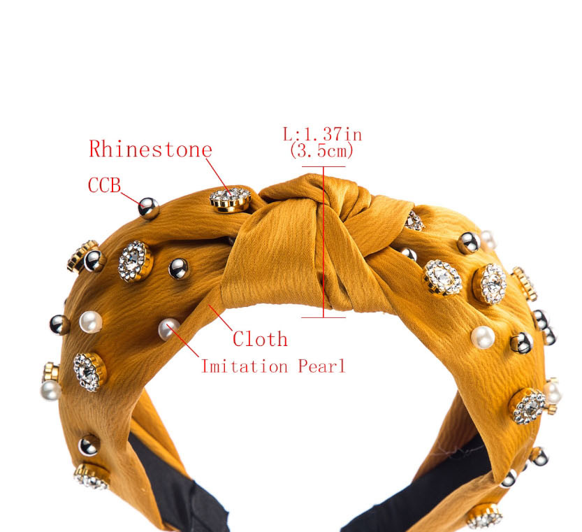 Fashion Yellow Knotted Wide Bead Hoop With Diamond Beads,Head Band