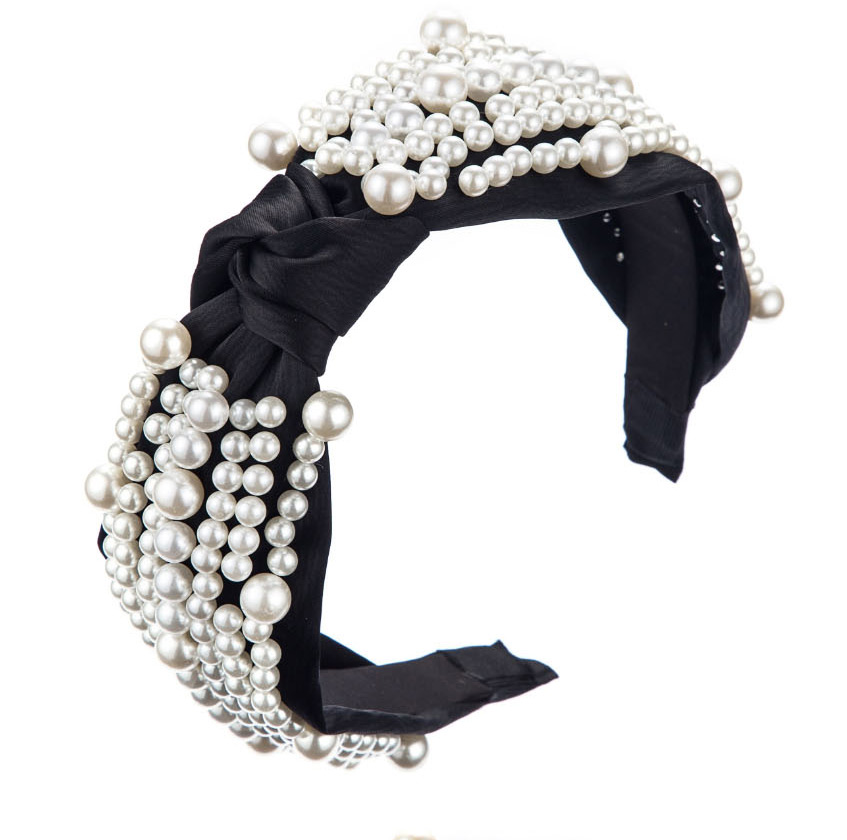 Fashion Black Knotted Pearl Headband,Head Band