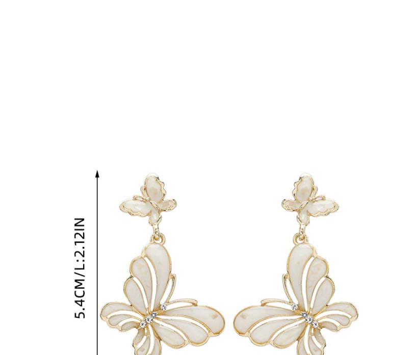Fashion White Multi-layer Butterfly Alloy Oil Drop Diamond Earrings,Drop Earrings