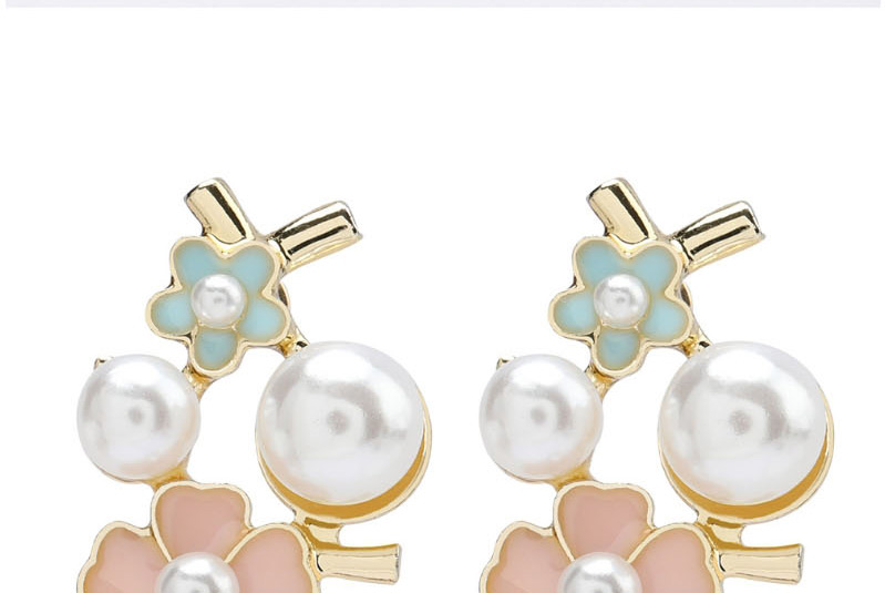 Fashion Color Alloy Diamond And Pearl Flower Earrings,Stud Earrings