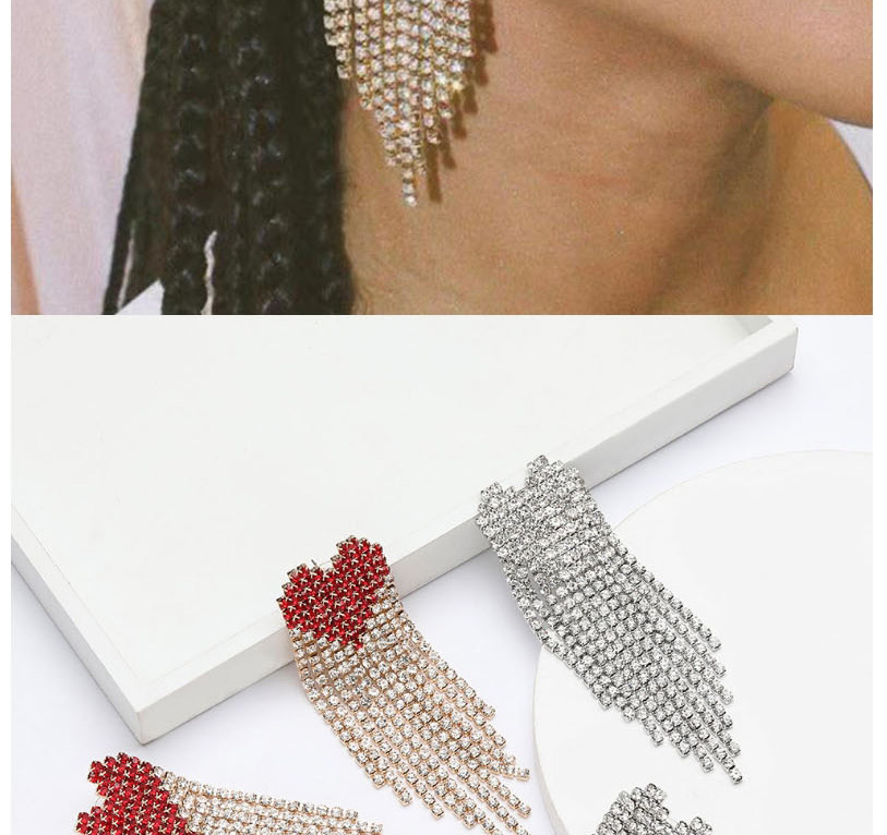 Fashion Silver Love Diamond Tassel Earrings,Drop Earrings