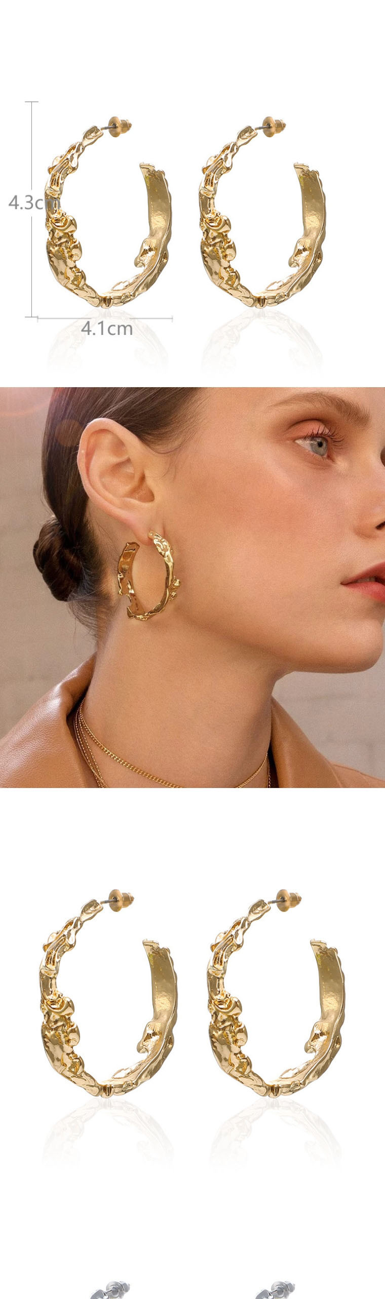 Fashion Golden Smooth Irregular Leaf Cutout Earrings,Stud Earrings
