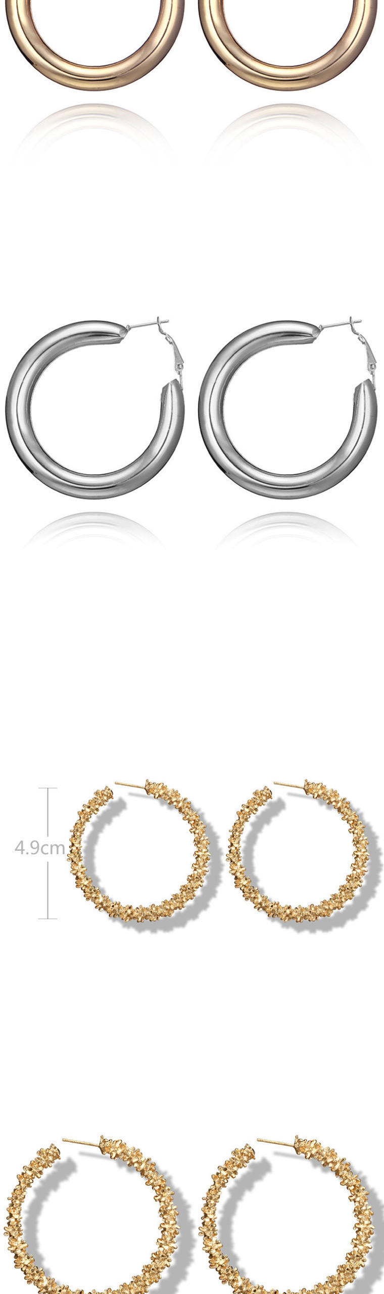 Fashion Silver Smooth Circle Cutout Geometric Earrings,Hoop Earrings