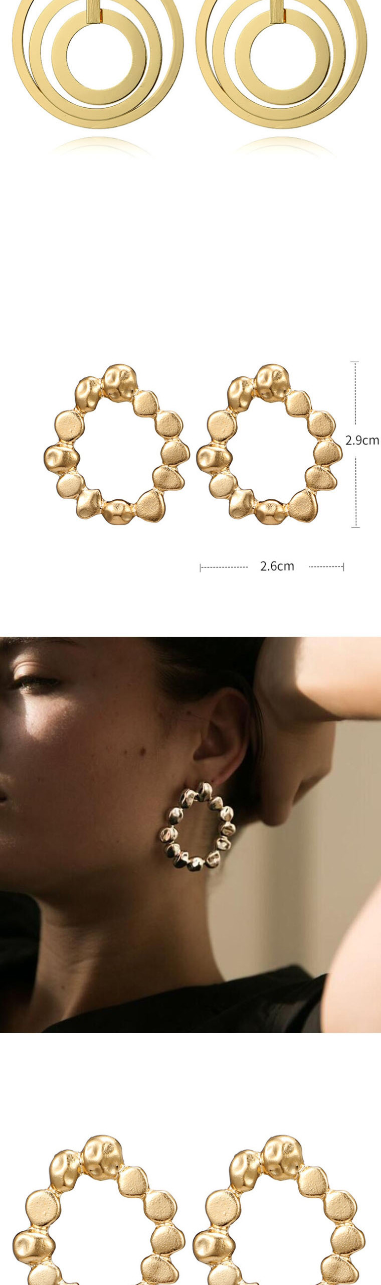 Fashion Silver Glossy Irregular Concave Circle Pierced Earrings,Stud Earrings