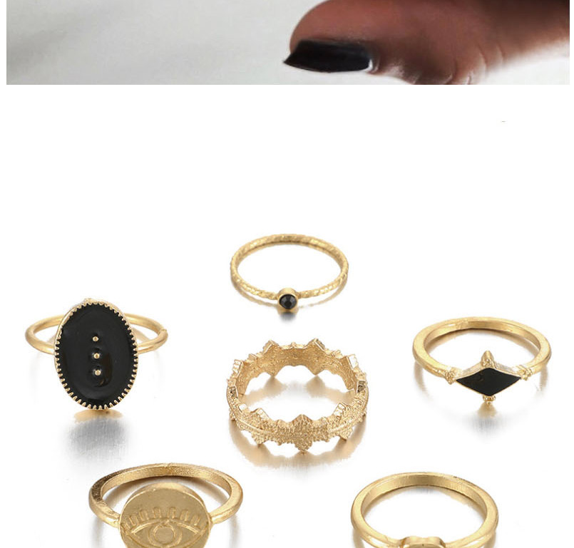Fashion Golden Alloy Dripping Disc Love Eye Ring Set,Rings Set