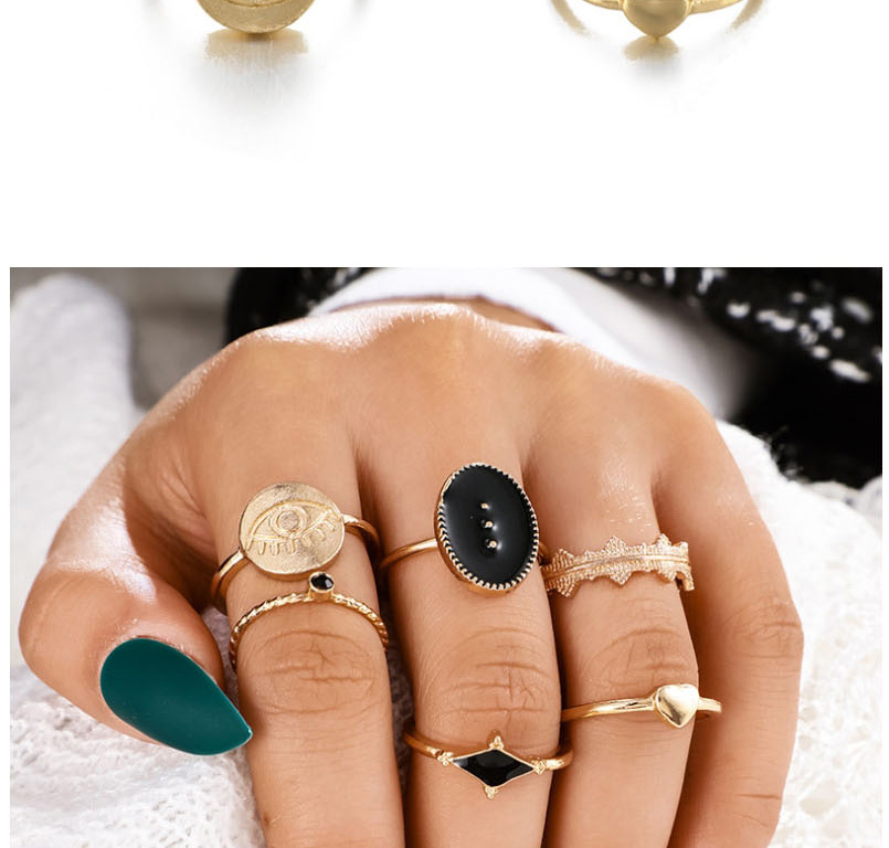 Fashion Golden Alloy Dripping Disc Love Eye Ring Set,Rings Set