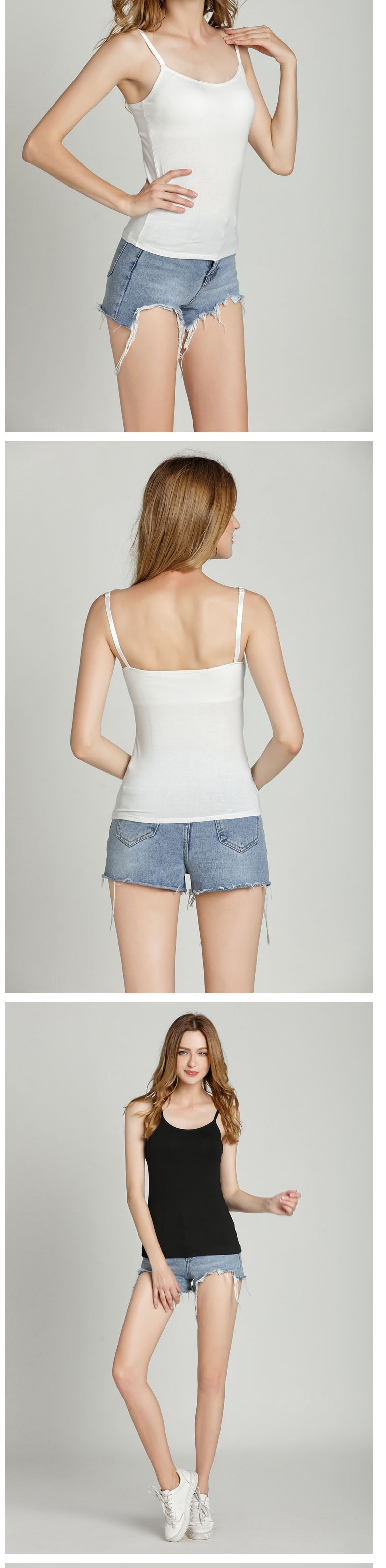 Fashion White Modal Bottoming Shirt With Chest Pad Camisole Without Steel Rims,SLEEPWEAR & UNDERWEAR