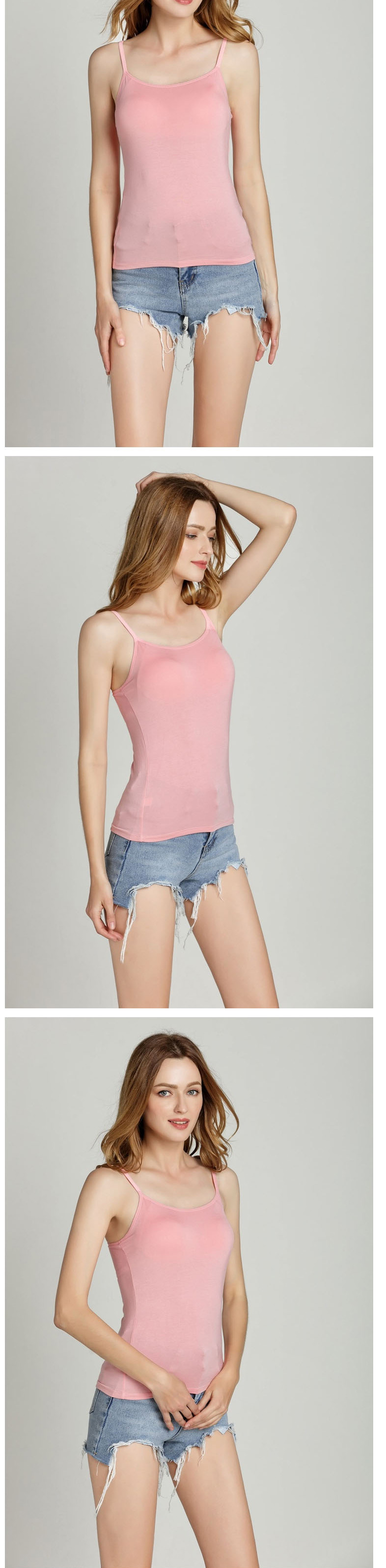 Fashion Color Modal Bottoming Shirt With Chest Pad Camisole Without Steel Rims,SLEEPWEAR & UNDERWEAR