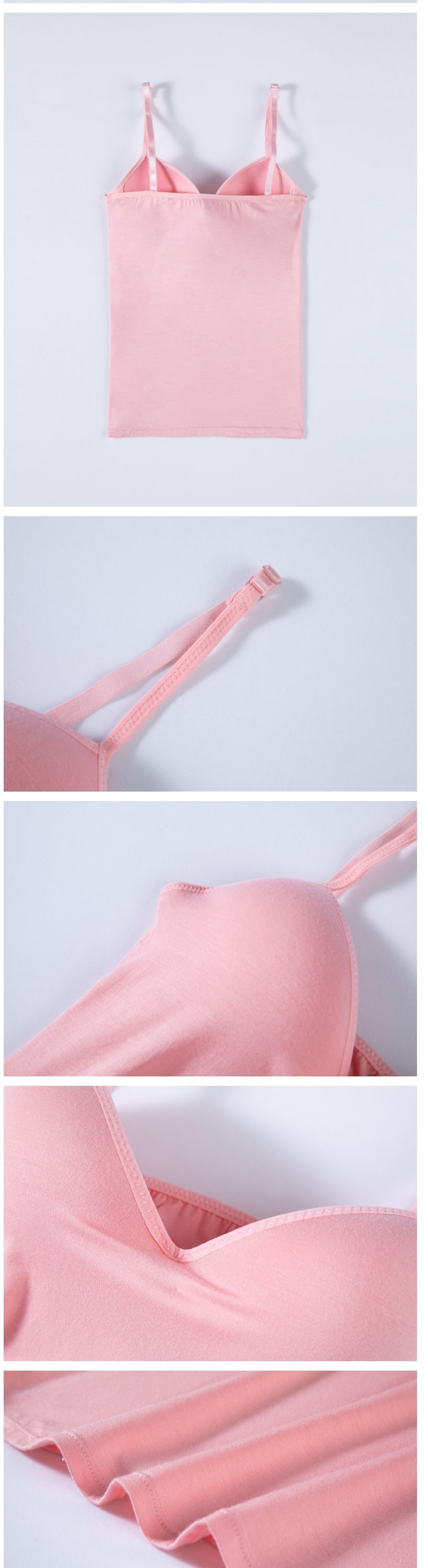 Fashion Pink Modal Seamless One-piece Rimless Bra Camisole,SLEEPWEAR & UNDERWEAR