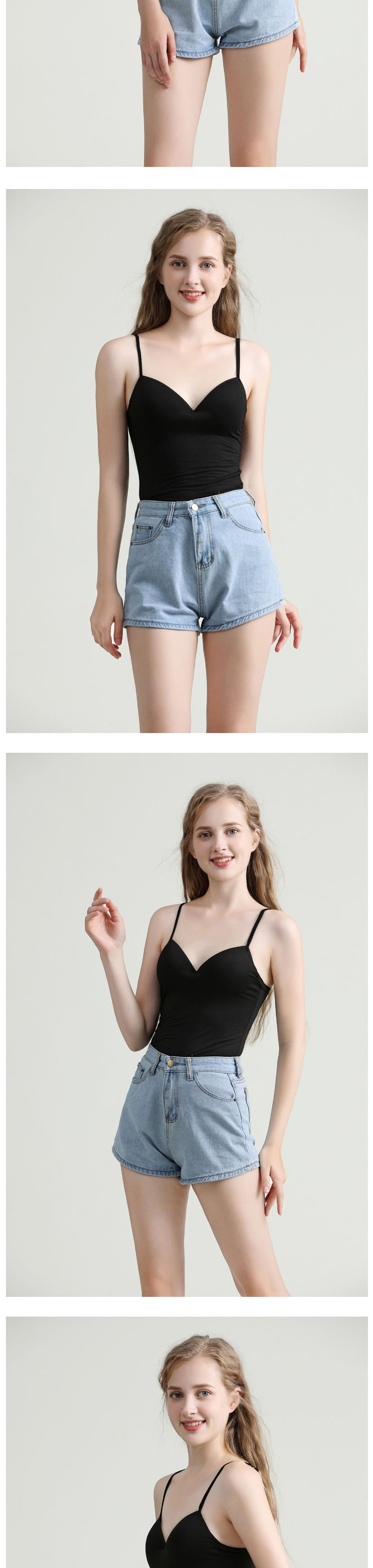 Fashion Black Modal One-piece Rimless Camisole With Chest Pad,CURVE SLEEP & LOUNGE