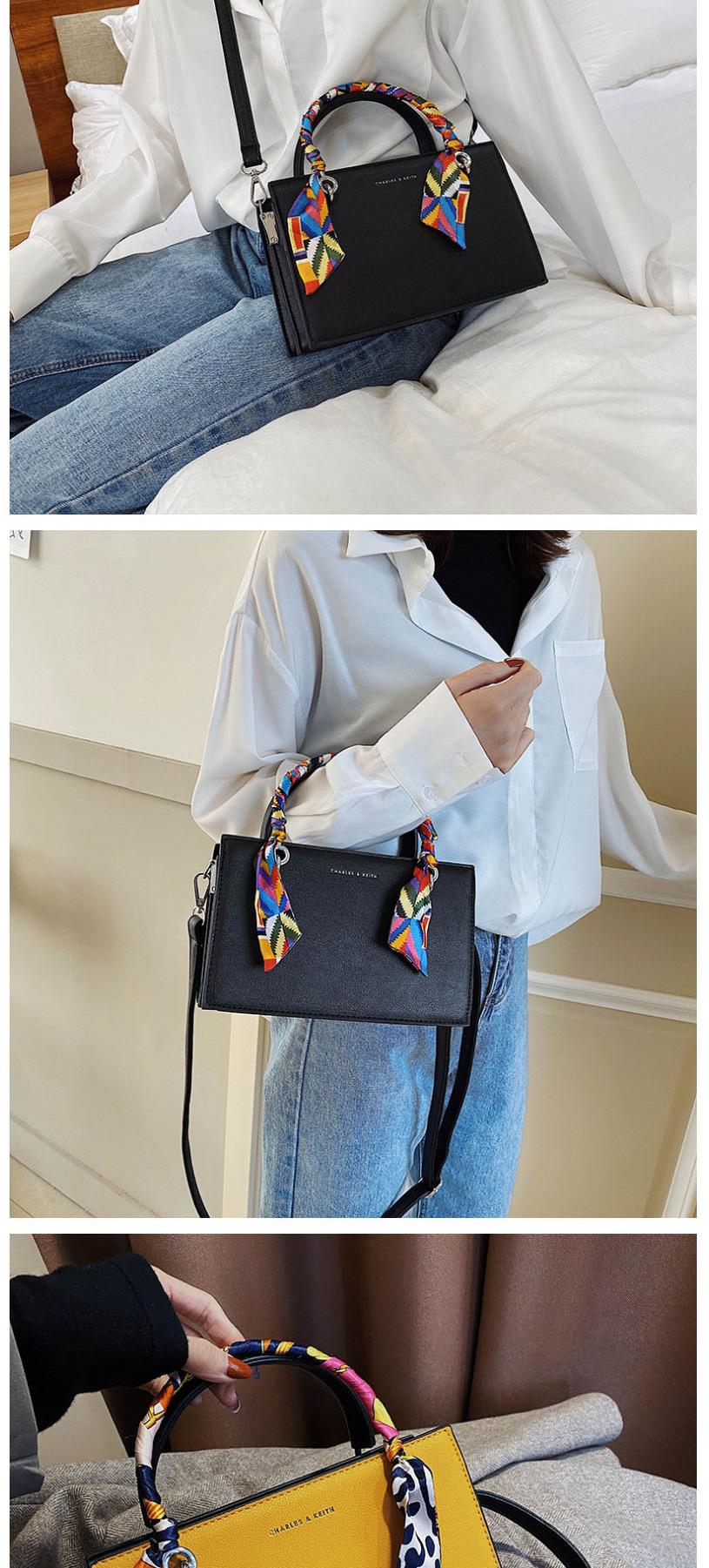 Fashion Blue Scarf Wrapped Bronzing Monogram Shoulder Crossbody Bag,Handbags