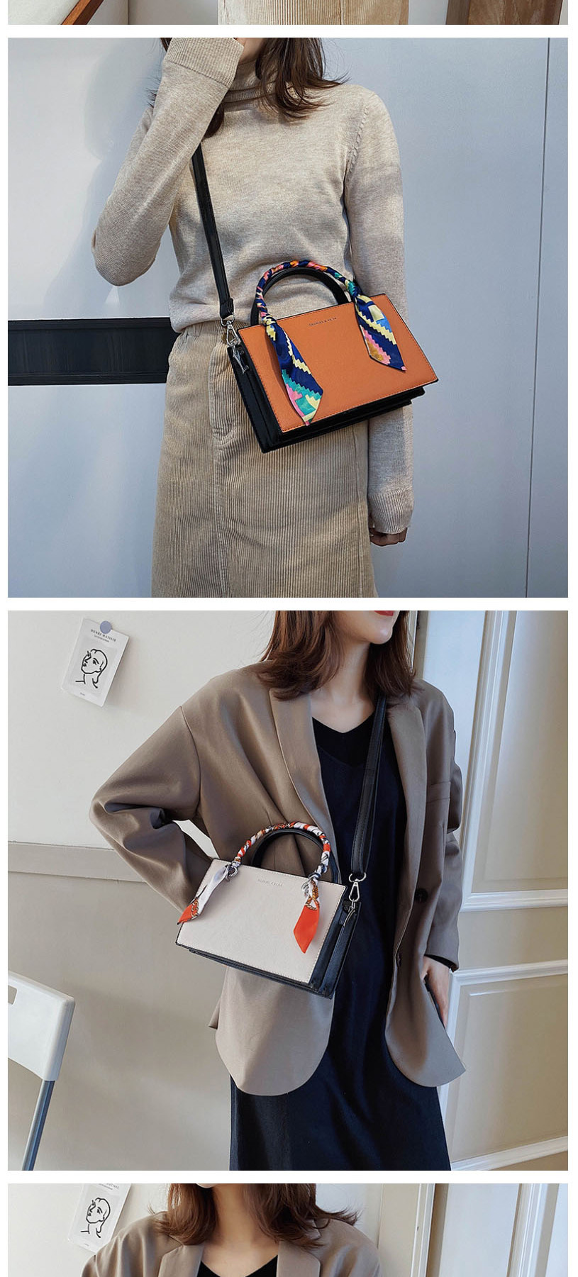 Fashion Orange Scarf Wrapped Bronzing Monogram Shoulder Crossbody Bag,Handbags