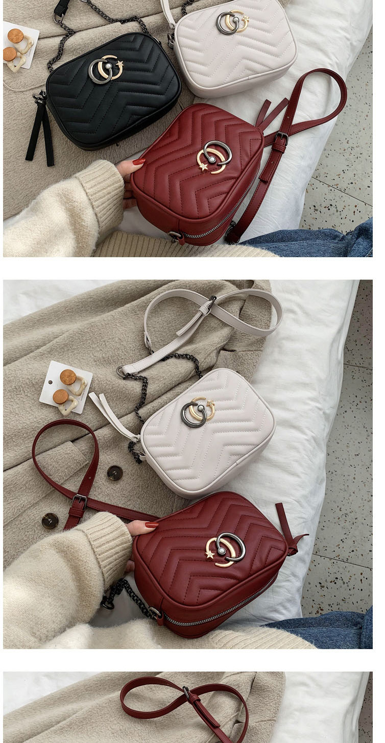 Fashion Red Wine Embroidered Chain Rhombus Alloy Single Shoulder Diagonal Bag,Shoulder bags
