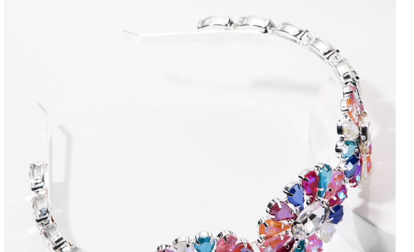 Fashion White Alloy Inlaid Glass Diamond Flower Headband,Head Band