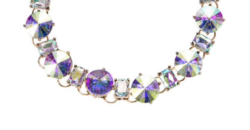 Fashion Color Alloy Inlaid Glass Diamond Necklace,Chokers