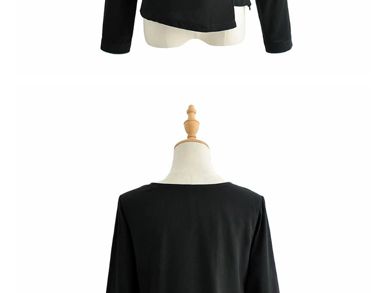 Fashion Black Irregular V-neck Single-breasted Shirt,Hair Crown