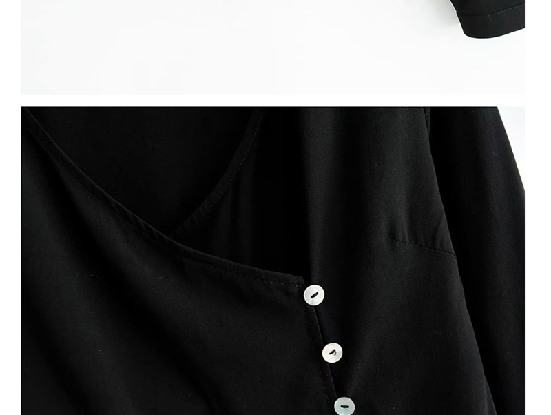 Fashion Black Irregular V-neck Single-breasted Shirt,Hair Crown