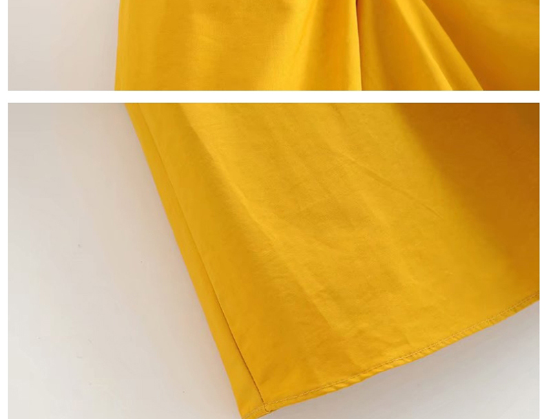 Fashion Yellow Puff Sleeve Square Neck Dress,Long Dress